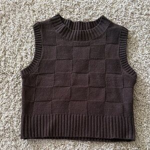 Dark Brown Knit Sweater Vest